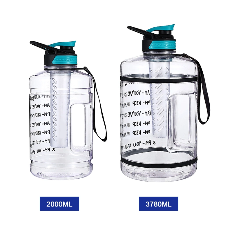 Water Bottles Gym Jug BPA Free Custom Logo Plastic Motivational Half Gallon/2.2L /One Gallon Water Infuser Bottle