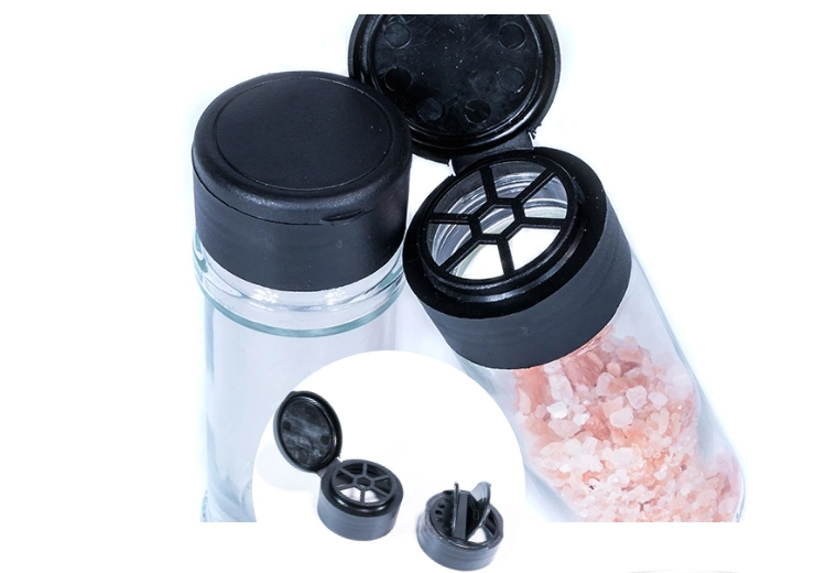 Mini Plastic Cap 120ml Salt and Pepper Jar Square Shaker Glass Spice Bottle for Spice Packaging