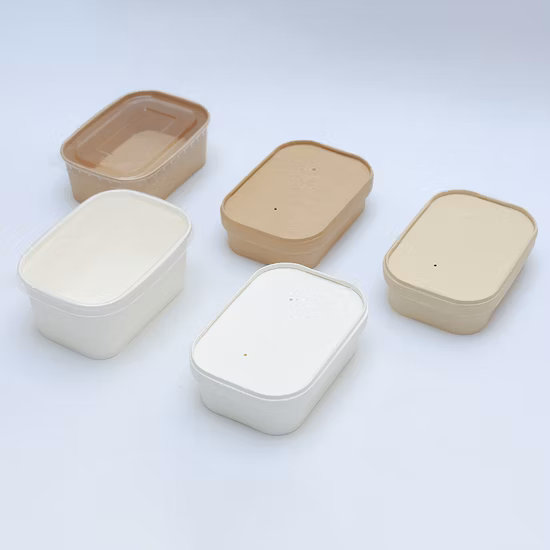 Recipiente de papel biodegradável descartável para almoço takeaway caixa de embalagem retangular