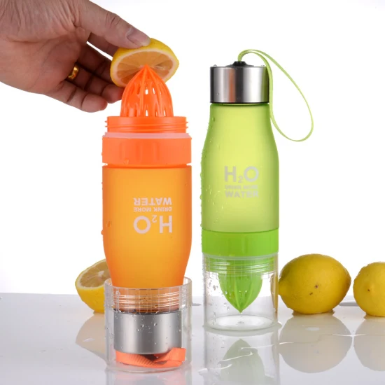 Garrafa de plástico tritan para suco de água portátil infusor de frutas copo de limão