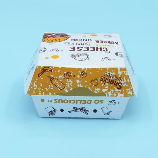 Atacado Hamberger Food Delivery Box Food Paper Frozen Food Box Embalagem Caixas de Papel para Fast Food Warmer Elétrica Lancheira