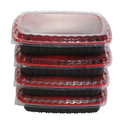 Caixas retangulares para preparo de refeições Bento Recipiente plástico profundo para alimentos