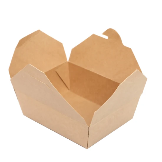 Caixa de almoço degradável de papelão branco descartável, caixa de fivela quadrada, caixa de salada, caixa de arroz, caixa de costeleta de porco