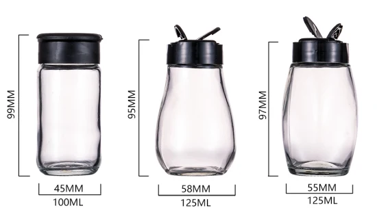 Mini tampa de plástico 120ml pote de sal e pimenta quadrado shaker garrafa de vidro para temperos para embalagem de temperos
